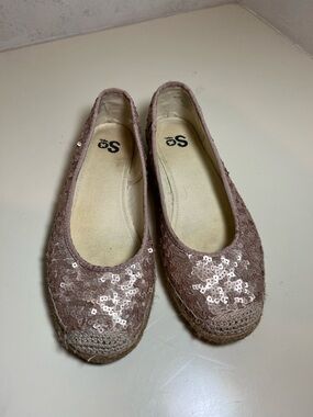 Sequin Espadrille Ballet Flat - Dusty Rose size 8.5